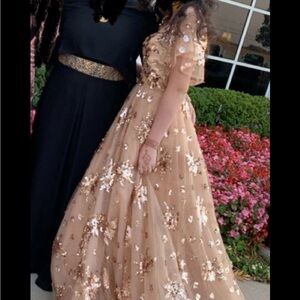 Champagne Floral Sequin Dress